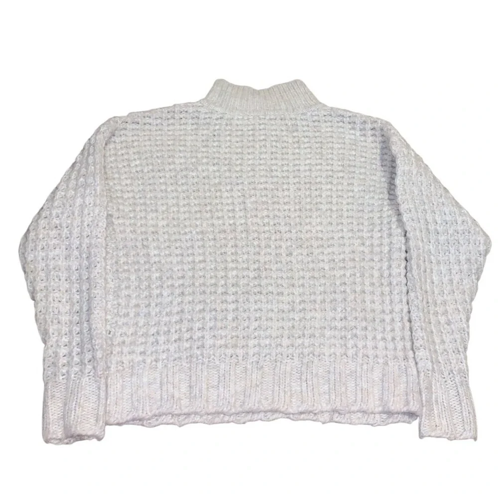 American‎ Eagle Cream Cable Knit Mock Neck Button Sweater XS Cream White Cozy